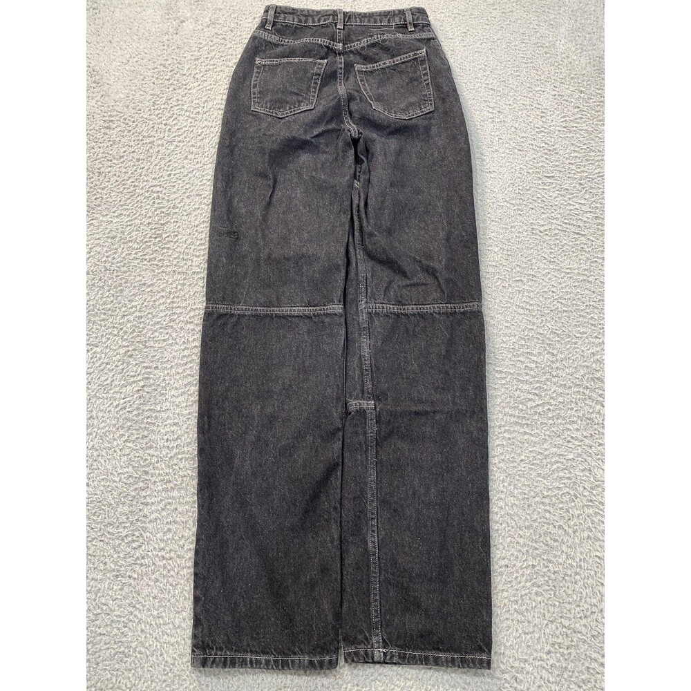 Ksubi Jeans Womens 24 Black Charcoal High Rise Wide Leg 100% Cotton Denim Turkey - Picture 9 of 16
